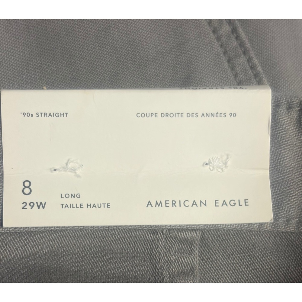 American Eagle 90s Straight Carpenter Pants Grey High Rise Utility Womens 8 Long - Picture 4 of 6